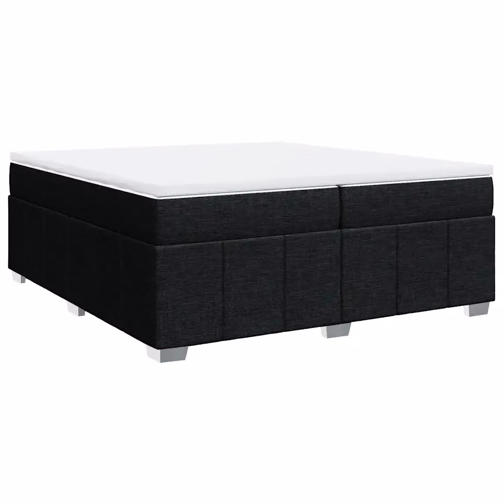 Letto Ibrido vidaXL con Giroletto a Molle e Materasso in Tessuto Nero e Bianco L/P: 200 x 200 cm – 2