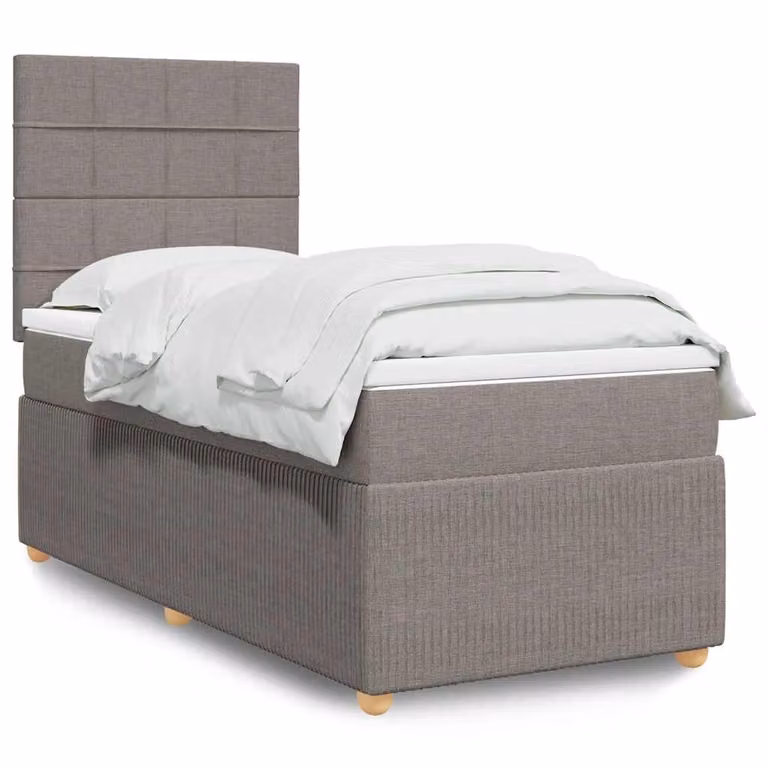 vidaXL Giroletto a Molle con Materasso Ibrido in Tessuto, Tortora, L/P/H: 80 x 200 cm