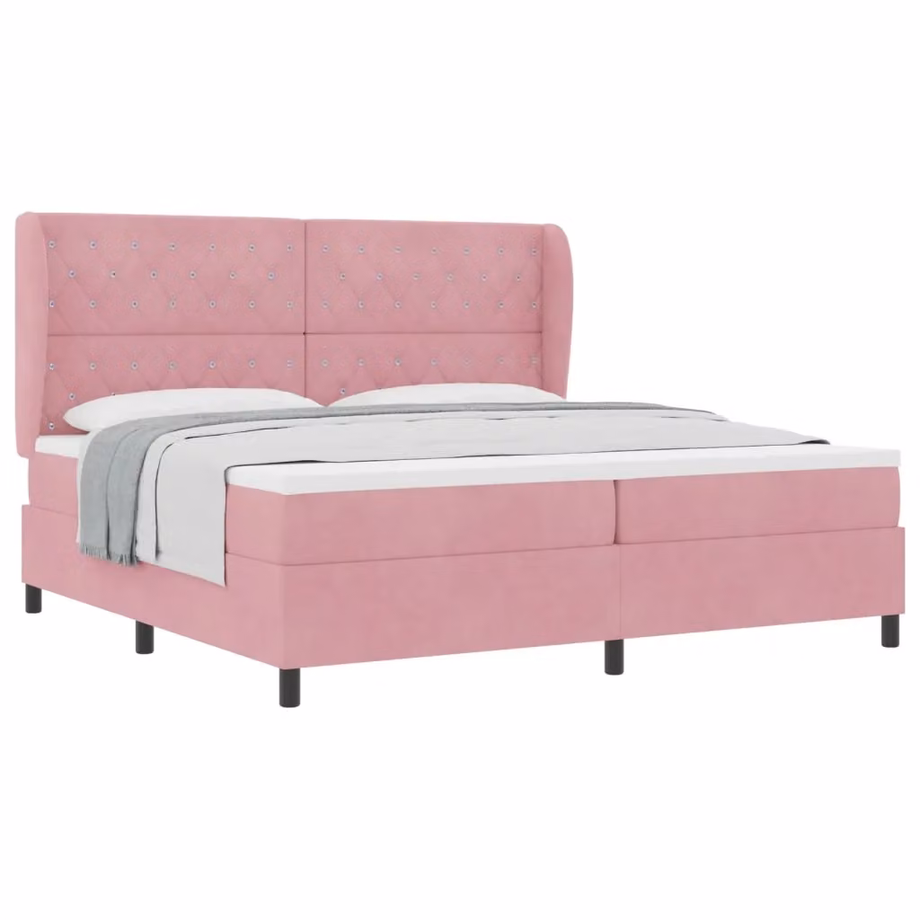 Letto ibrido con testiera in velluto rosa vidaXL L/P/H: 200 x 200 x 280 cm – 2
