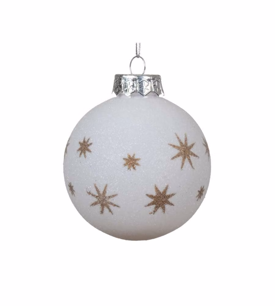 Sfera Natalizia bianca con stelle oro