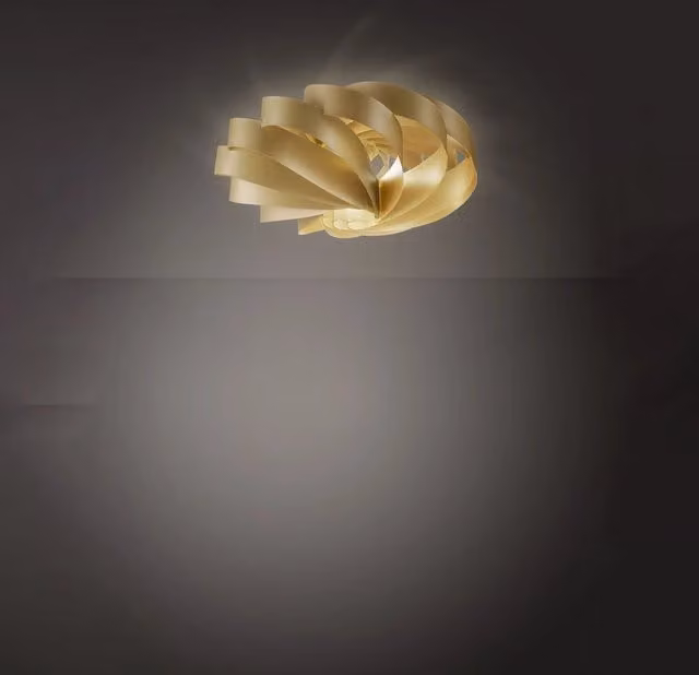 Plafoniera Moderna Flat Polilux New Gold Linea Zero Colore Oro/Ottone con Attacco E27
