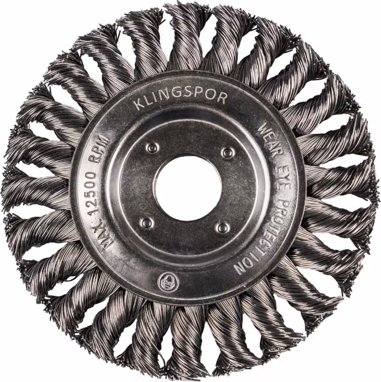 Klingspor BR 600 Z Spazzola rotonda a ciuffo, a fila singola, 125 x 14 mm, filettatura M 14 0,5, acciaio