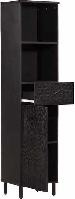 Armadio da bagno sospeso in legno di mango nero con ante a battente L: 38 cm, P: 33 cm, H: 160 cm – 1