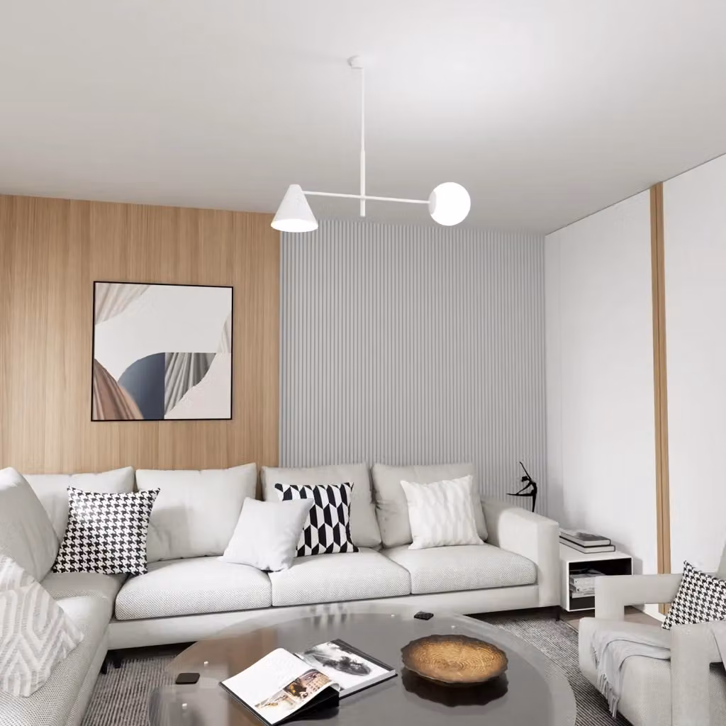 Plafoniera Moderna Industrial Nodens Luceart-Classic con 2 Luci Regolabili in Metallo e Vetro Bianco – 2