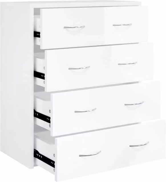 Buffet credenza cassettiera mobiletto mobile contenitore organizer per cucina soggiorno salotto con 4 cassetti 60 x 30,5 x 71 cm bianco lucido 02_0029750