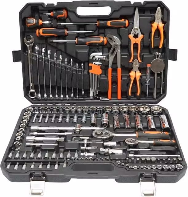 Kit di chiavi a bussola lunghe fisse, inserti, brugole, cacciaviti e utensili 142 pezzi Breckner Germany