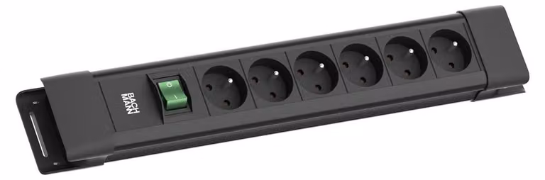BACHMANN CONNECTUS 6xUTE, 1xinterruttore 2,0m CEE7/7 Nero