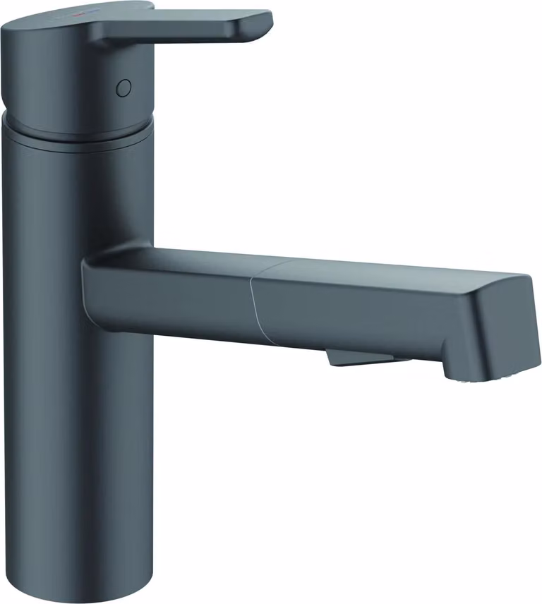 Kludi M3, miscelatore monocomando per lavello, doccetta, nero opaco, 1 pz.