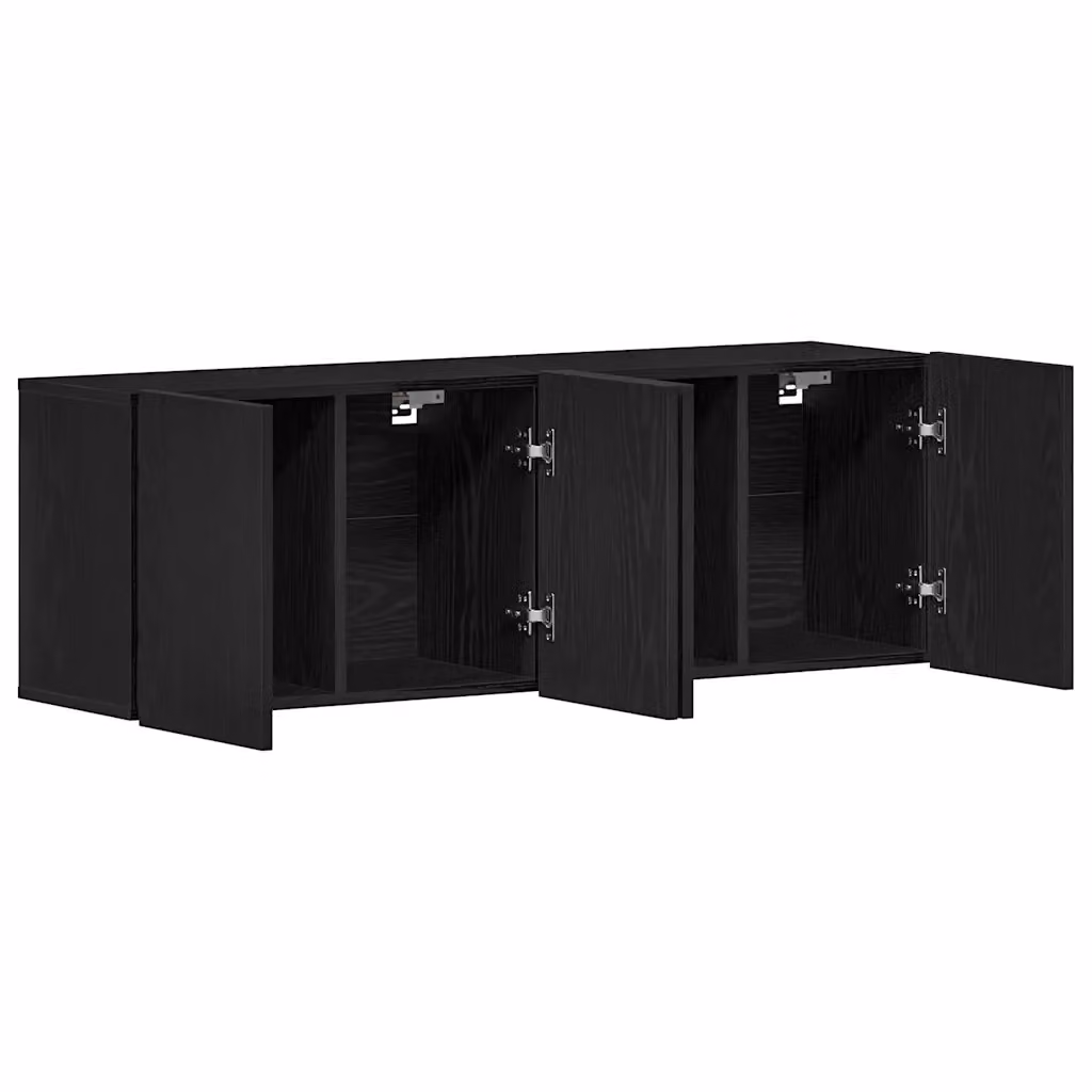 Set di 2 mobili porta TV a parete moderni HELLOSHOP26 in legno composito rovere nero opaco L/P/H: 120 x 30 x 41 cm – 2