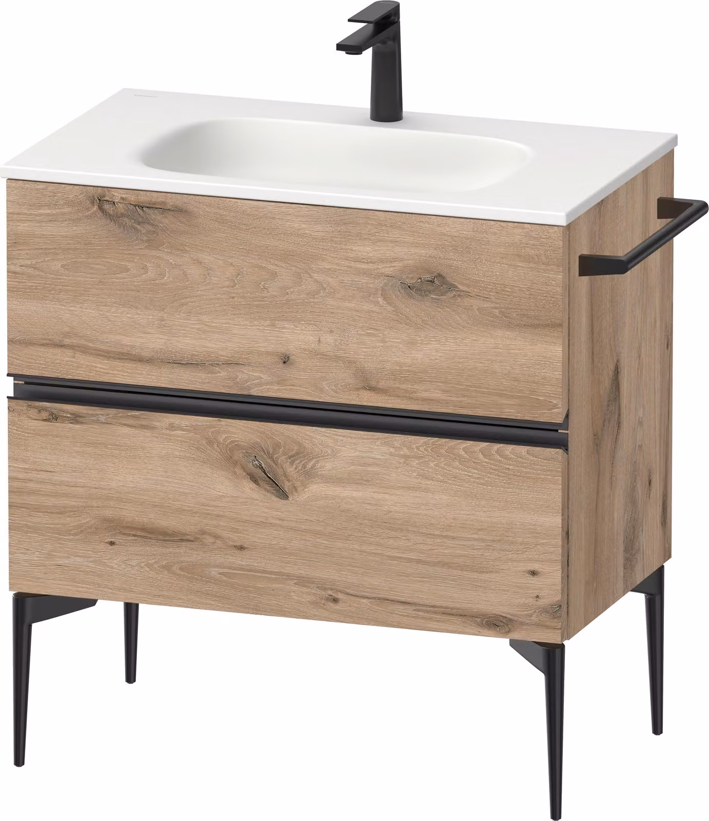 Duravit Sivida Meuble sous-lavabo, 2 tiroirs, poignée encastrée noir diamant mat, 810x477x592mm, pour Sivida, SV46510BD550000, SV46510BD550000