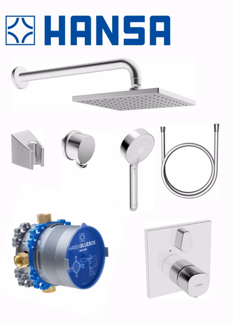 Hansa Bluebox - Set doccia con termostatico, 3 getti, cromo 89950000