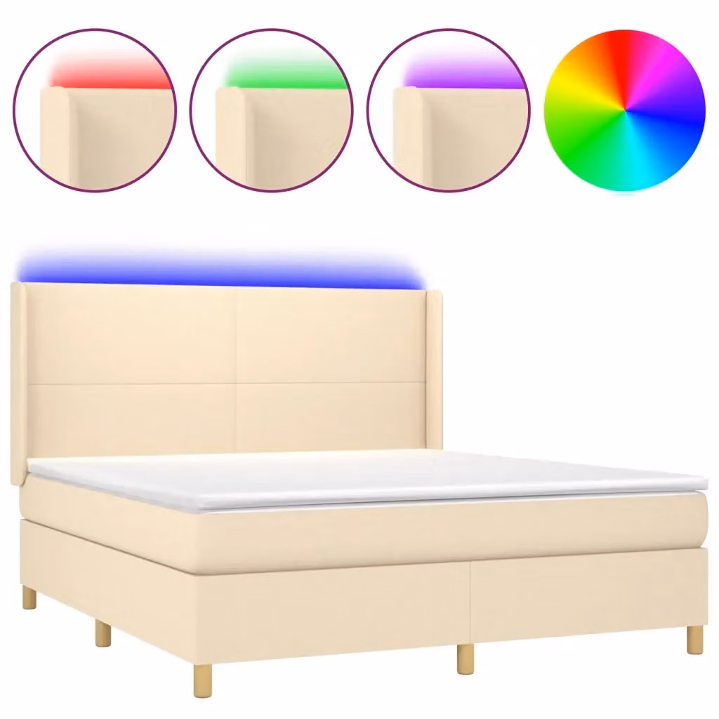 Letto Ibrido con Materasso a Molle Insacchettate e Illuminazione LED vidaXL, Colore Beige e Bianco, L/P: 160 x 200 cm – 2