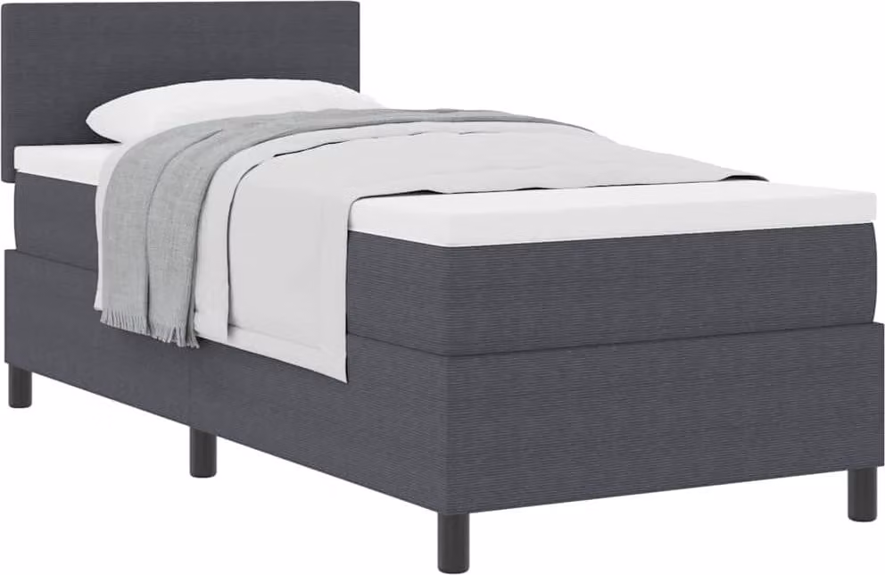 Letto a molle con testiera Grigio Scuro e Bianco 80 x 200 cm