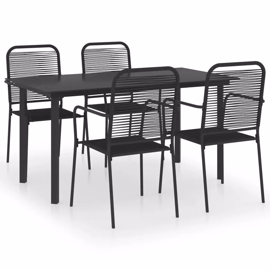 Set da pranzo da giardino vidaXL in vetro e acciaio nero per 5 persone – 2