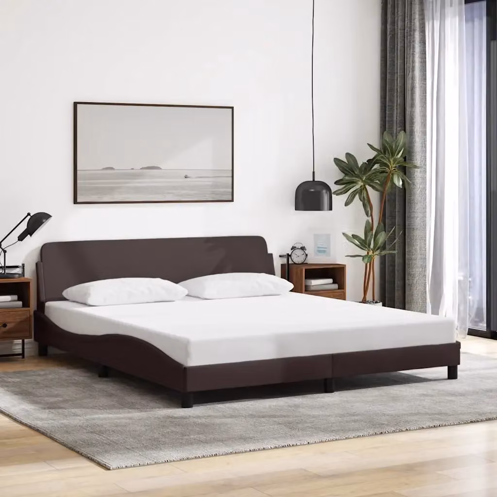 Letto matrimoniale Dover marrone scuro con struttura imbottita e doghe in legno L/P/H: 160 x 200 cm – 2