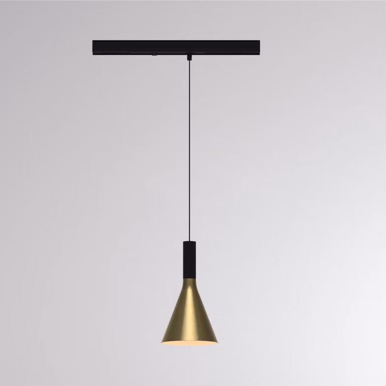 Molto Luce Lampada a sospensione su binario LED LORA I, ottone, Ø 15 cm, 40° CCT, trifase I, Ottone / Oro, Soggiorno / Sala da pranzo, Metallo, Moderno