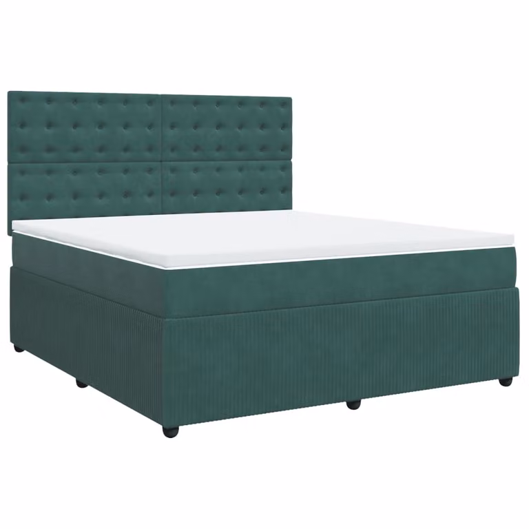 Giroletto a Molle con Materasso Verde Scuro 180x200 cm Velluto