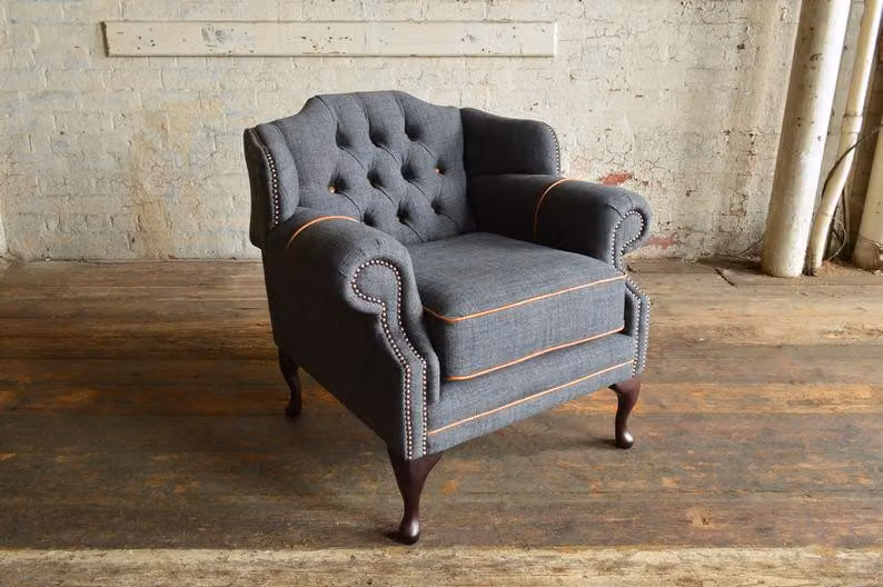 Sessel 1 Sitzer Relax Polster Fernseh Chesterfield Textil Stoff Sofa Couchen