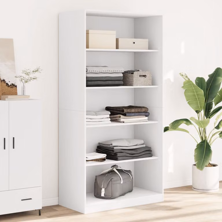 Armadio bianco vidaXL in legno MDF con ripiani interni L: 100 cm, P: 50 cm, H: 200 cm