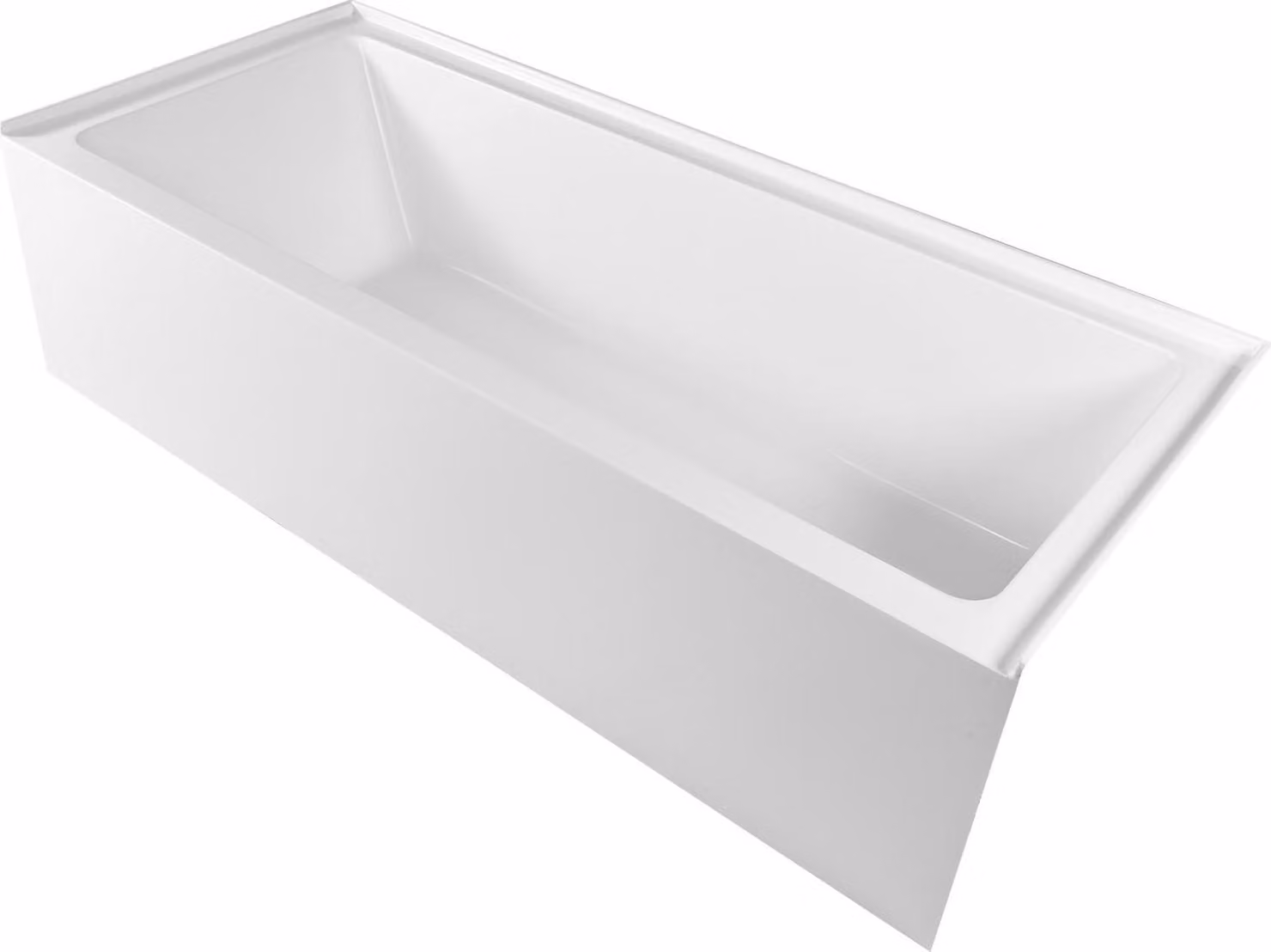 Vasca da bagno rettangolare SucceBuy (1826 x 813 x 508 mm), vasca da bagno moderna in acrilico a doppia parete con scarico a destra e troppopieno, bordo integrato, capacità 220 L, bianco