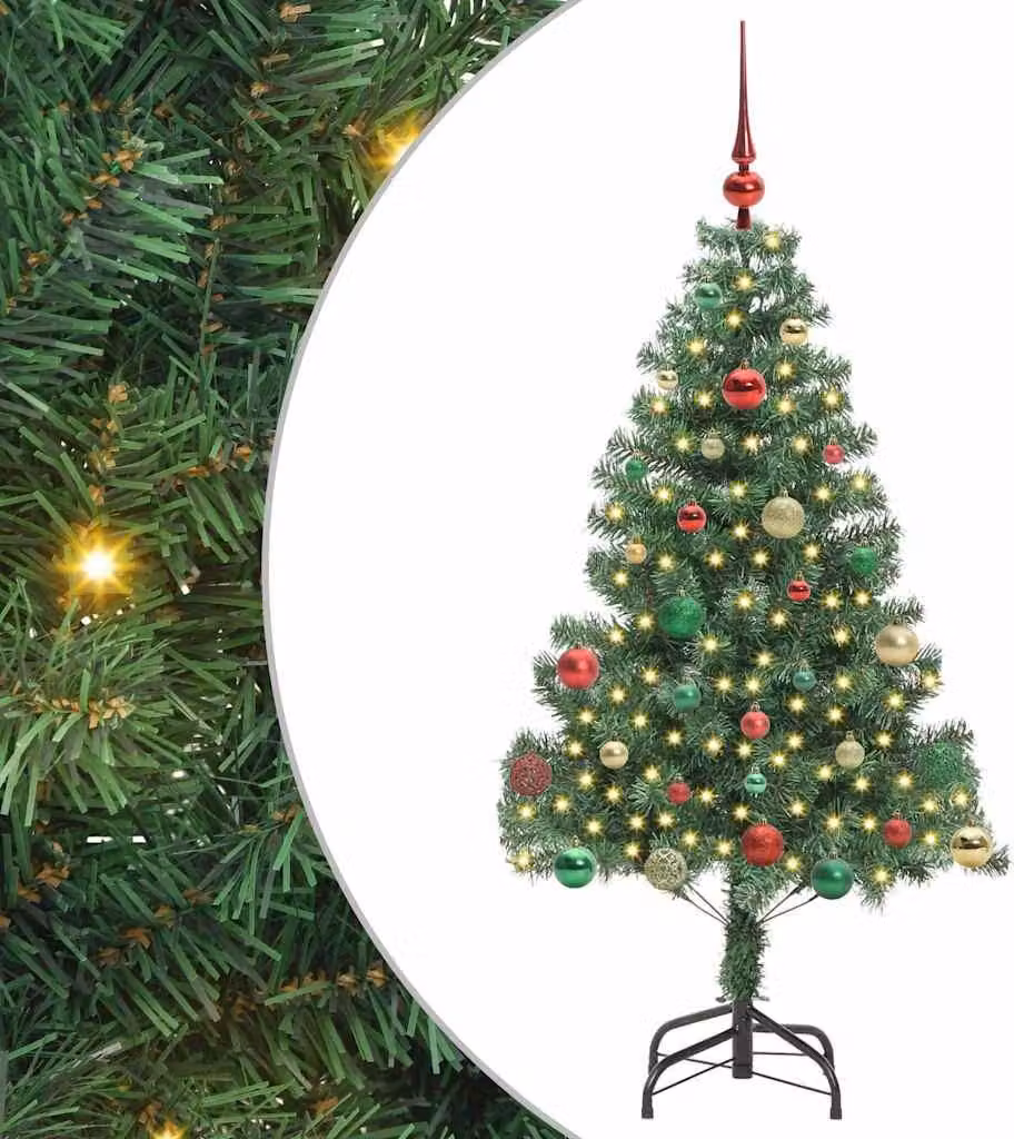 Albero di Natale con 150 LED con supporto Verde 150 cm PVC