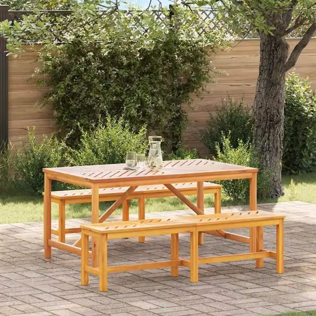 Set da Pranzo per Giardino 3 pz Marrone 3154115