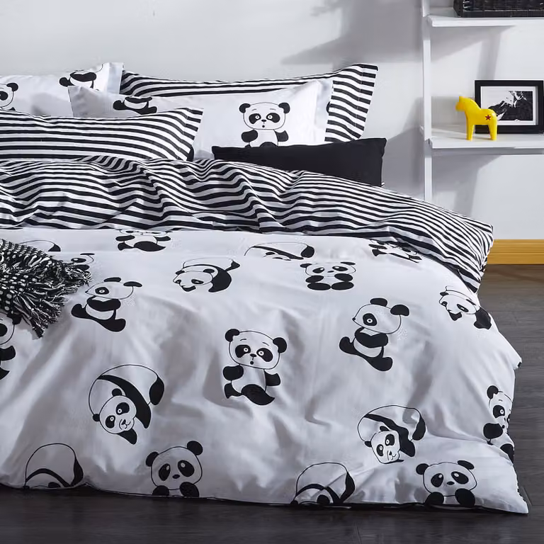L'Essentiel Linge de Maison, Panda- ELR6128, Nero, Bianco, Copripiumini, 65% cotone / 35% poliestere