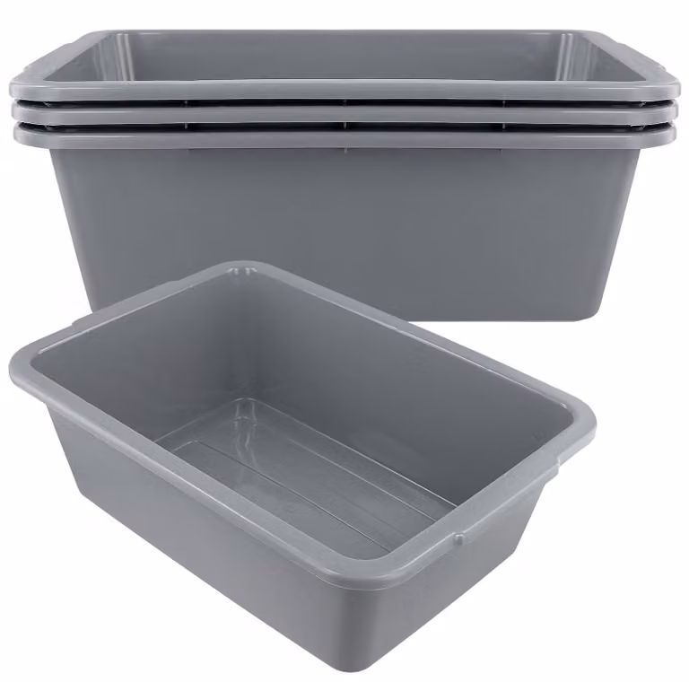 Set di 4 contenitori grigi – Contenitori in plastica impilabili per uso domestico