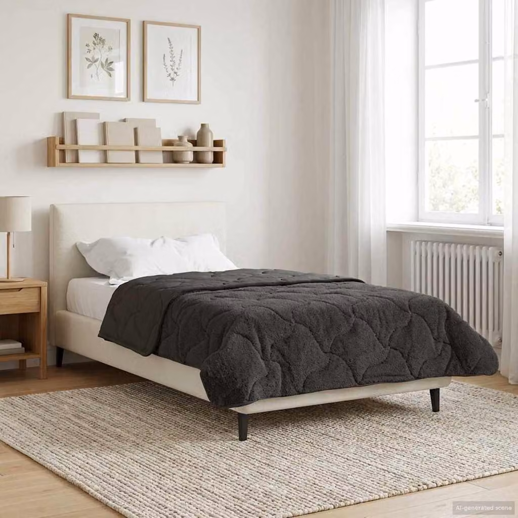 Piumino estivo traspirante e reversibile vidaXL in microfibra, colore antracite, L: 155 cm x P: 200 cm