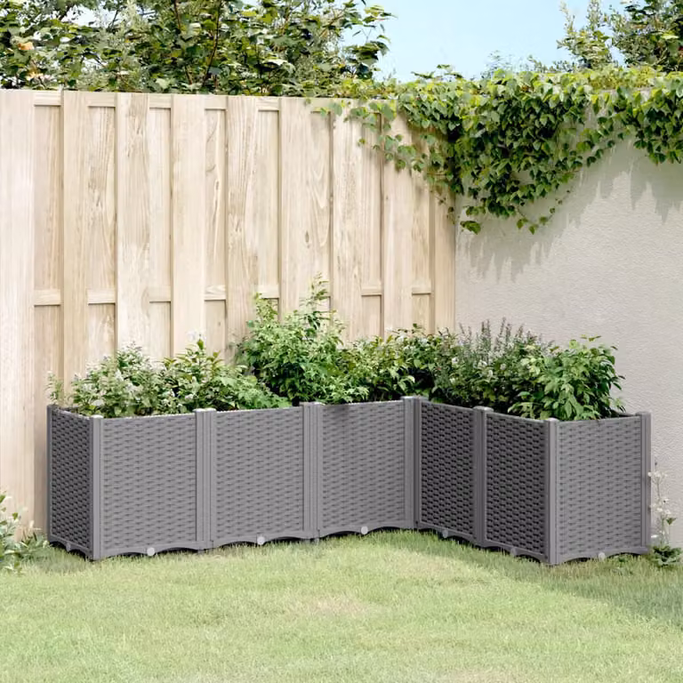 Fioriera da giardino vidaXL in plastica grigia L: 160 cm, P: 120 cm, H: 53 cm
