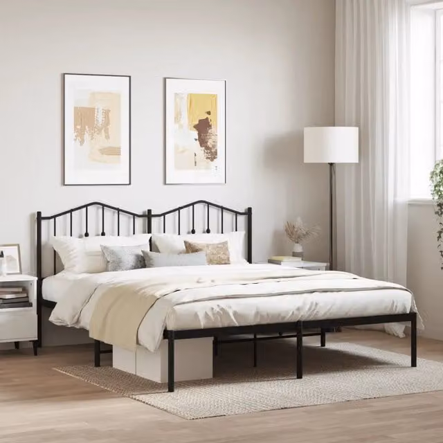 Letto con testiera in metallo nero vidaXL L/P: 180 x 200 cm – 1