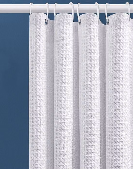 Schermo doccia trasparente - Antimuffa - 80x180 cm - Impermeabile - Poliestere - 12 anelli - Bianco - Motivo a nido d'ape
