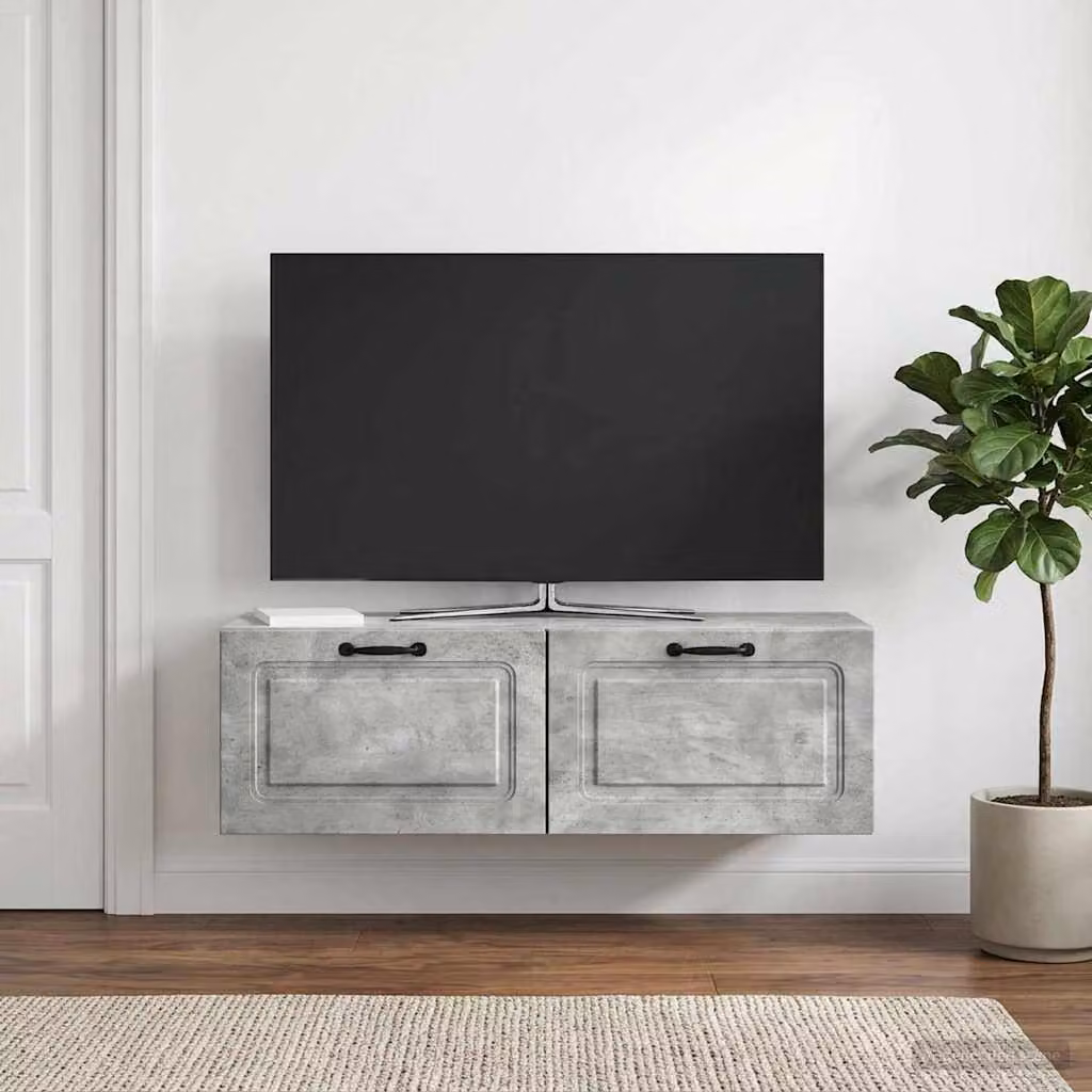 Mobile Porta TV da Muro vidaXL Moderno in MDF Grigio con Scomparti Media L 98 x P 31 x H 30 cm