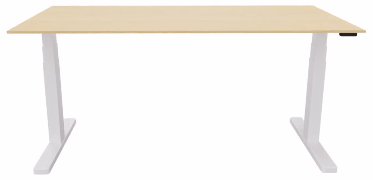 Scrivania regolabile elettricamente in altezza, 180x80 cm, acero/bianco.