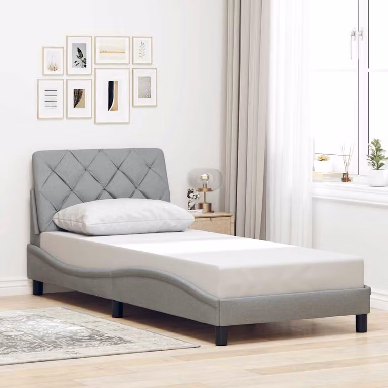 vidaXL Giroletto senza Materasso Grigio Chiaro in Tessuto L/P/H: 80 x 200 cm