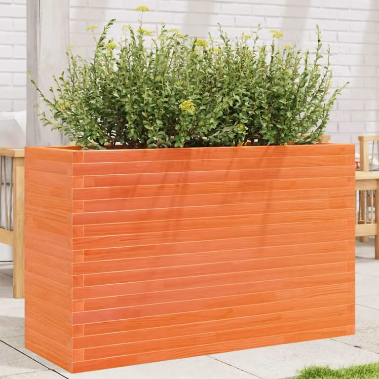 Fioriera da giardino in legno massello di pino vidaXL, colore marrone, L 110 cm x P 40 cm x H 68,5 cm