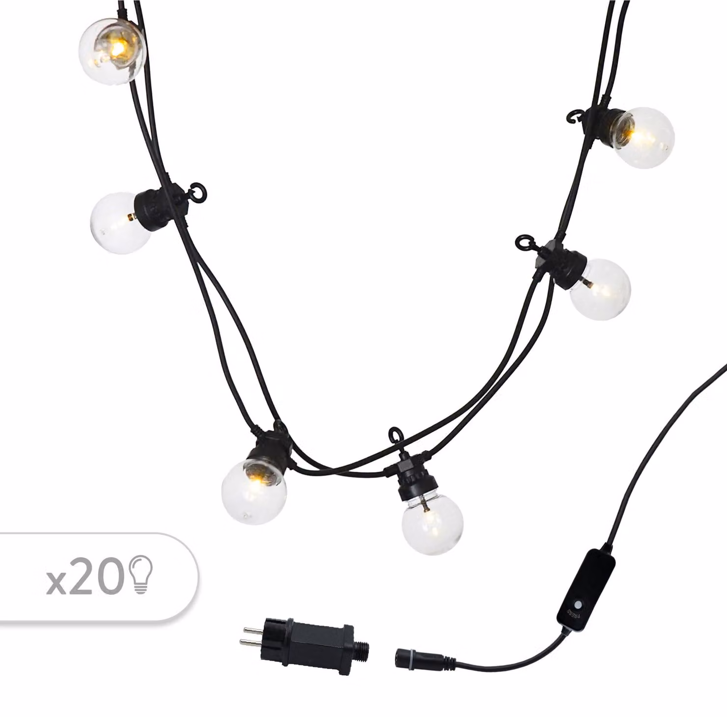 Catena luminosa a LED, 40 lampadine a luce calda, 14,4 metri, con possibilità di collegamento