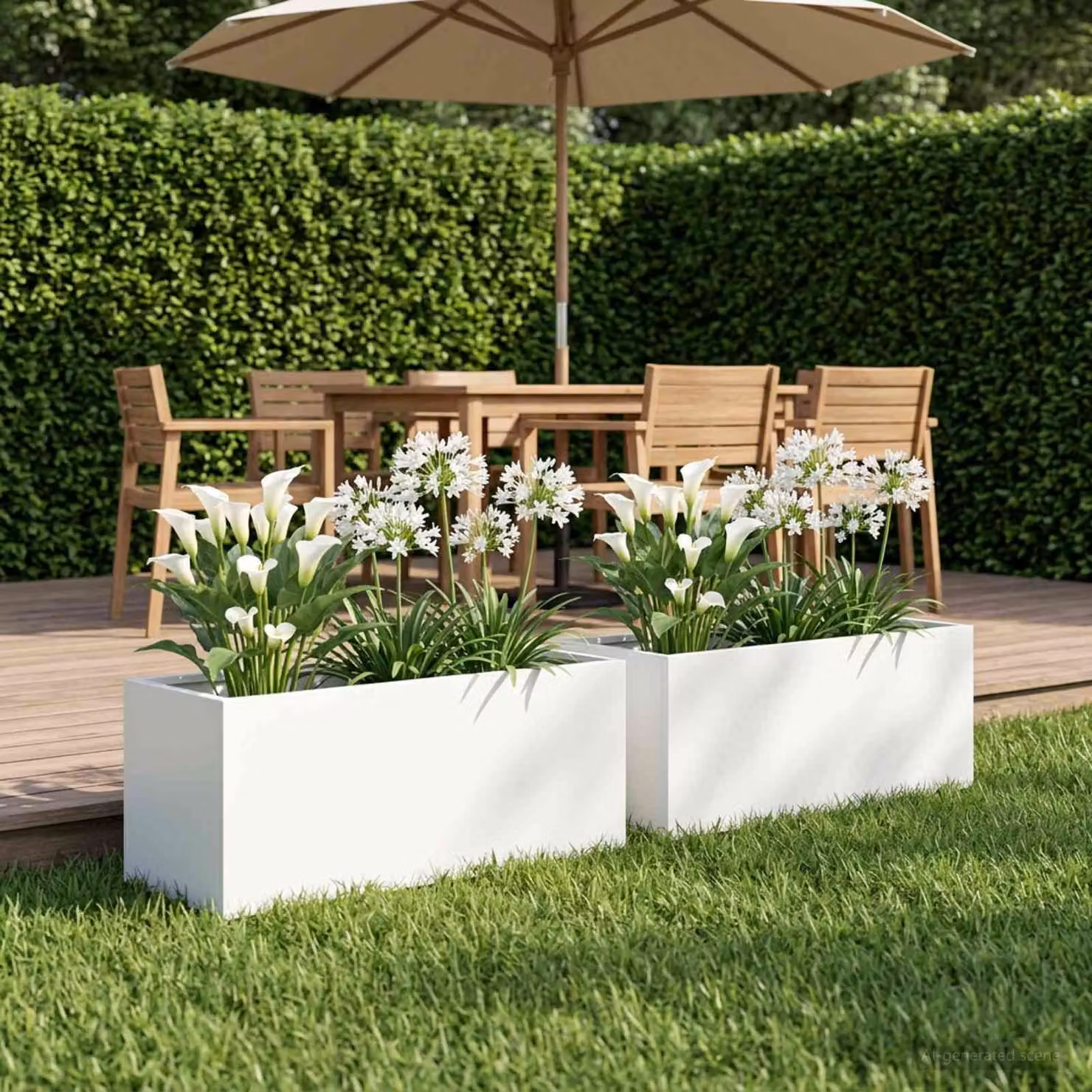 Set di 2 vasi da giardino vidaXL in metallo bianco H 40 x L 20 x P 20 cm