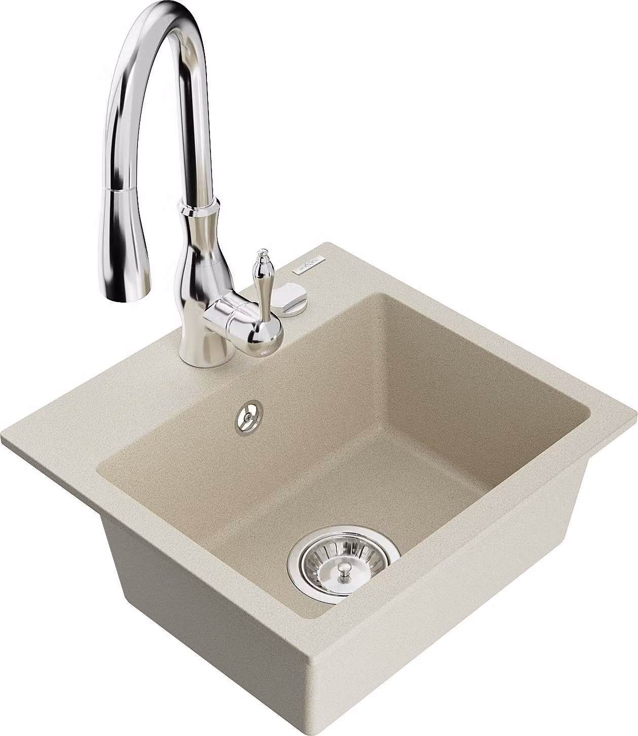 Mexen Milo lavello in granito a 1 vasca con rubinetto da cucina Savita, beige - 6505-69-672601-00