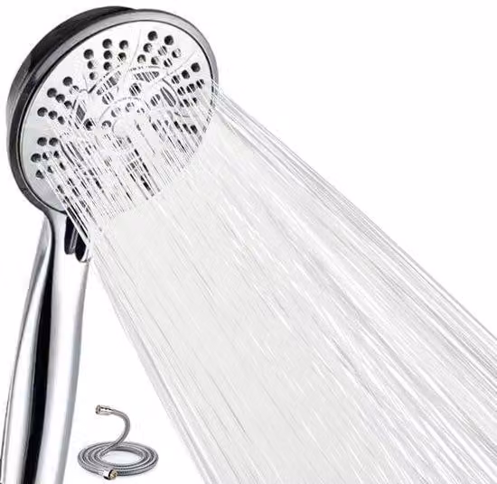Doccetta alta pressione Ibenzoa® con tubo da 2 metri – 10 tipi di getto, cromata, acciaio inossidabile, ugelli in silicone, sistema QuickClean