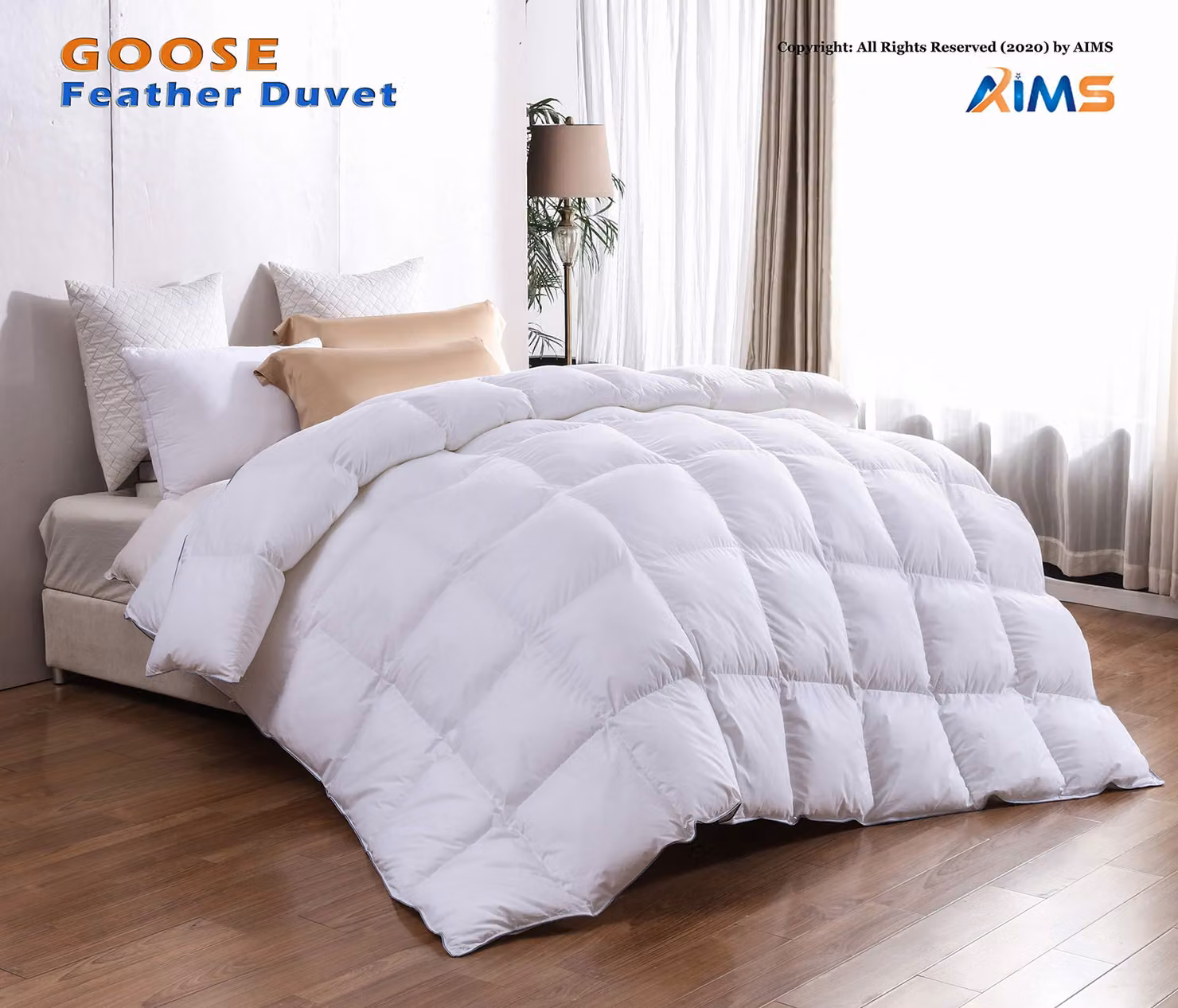Piumino in piume d'oca, con un potere termico di 13,5 tog, dimensioni 260x220 cm, ipoallergenico, ideale per le notti fredde