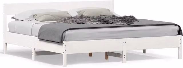 Letto matrimoniale | Letto per adulti | Giroletto senza Materasso Bianco 200x200 cm Legno Massello Pino