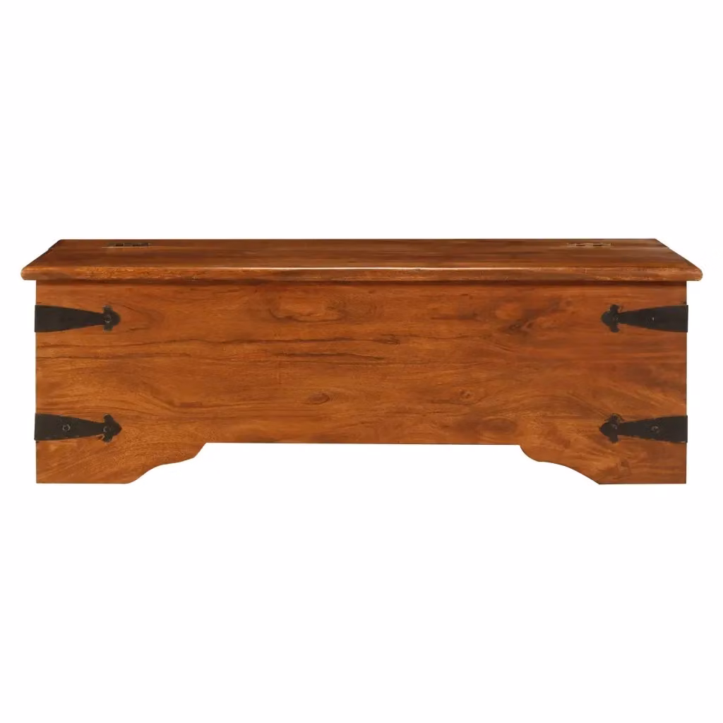 Tavolino da salotto rettangolare VIDAXL in legno di acacia e MDF marrone con finitura laccata retro L: 110 cm, P: 55 cm, H: 35 cm – 2
