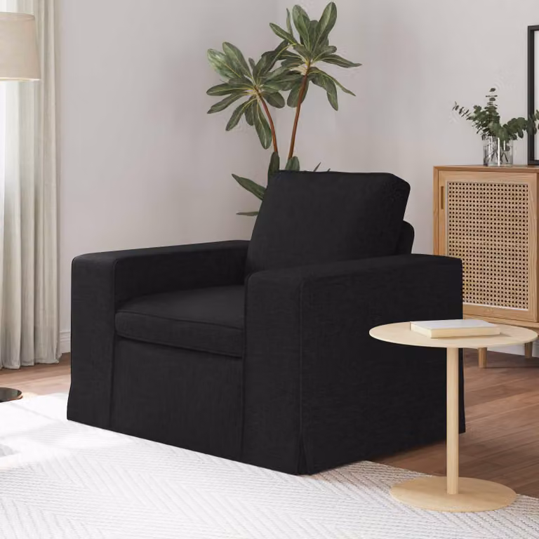 vidaXL Divano Moderno in Tessuto Nero con Struttura in Metallo L: 103 cm, P: 80 cm, H: 82 cm