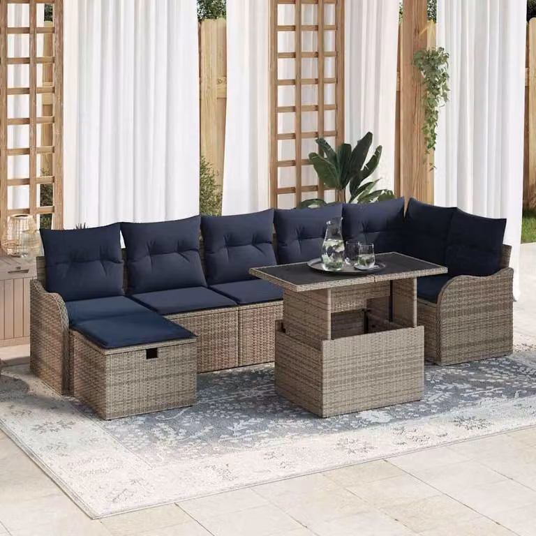 Maison Exclusive - Set da giardino composto da 8 pezzi. Divano in rattan sintetico, colore grigio