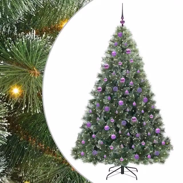 Albero di Natale artificiale moderno vidaXL verde con 300 LED luce bianca calda, Altezza: 180 cm – 1