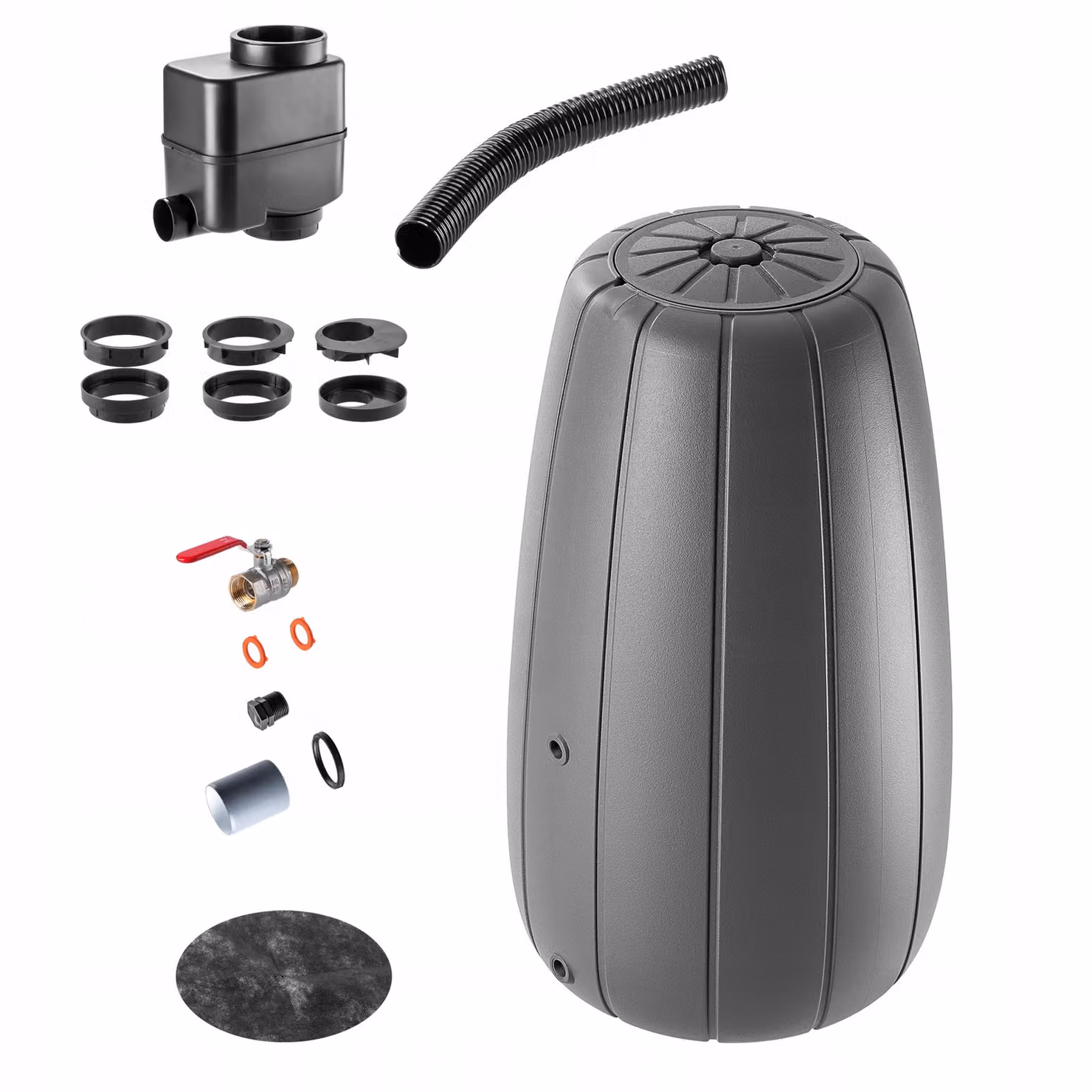 Serbatoio per acqua piovana KADAX, 200 l, barile d'acqua, contenitore + rubinetto, vaso per fiori, grande