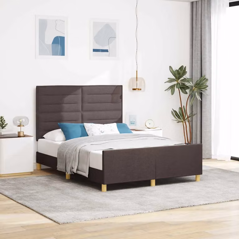 Struttura del letto imbottita vidaXL in tessuto marrone con design minimalista L/P: 160 x 200 cm