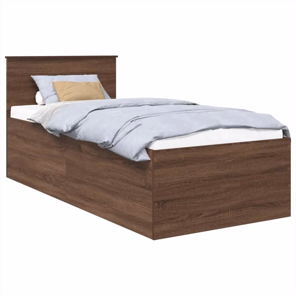 Struttura del letto con testiera vidaXL in legno Rovere Marrone L/P/H: 190 x 90 x 78 cm – 2