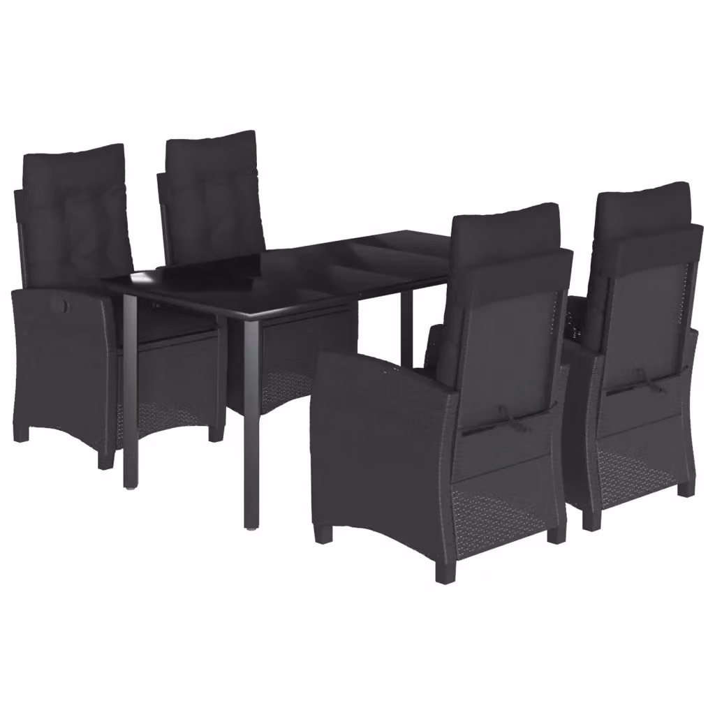 Set da pranzo da giardino vidaXL in polyrattan e vetro nero con 5 pezzi – 2